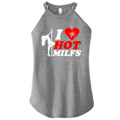 I Love Hot Milfs Funny Red Heart Love Milfs Hot Mom Hunter Funny Gift Women's Perfect Tri Rocker Tank