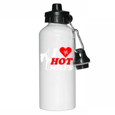 I Love Hot Milfs Funny Red Heart Love Milfs Hot Mom Hunter Funny Gift Aluminum Water Bottle