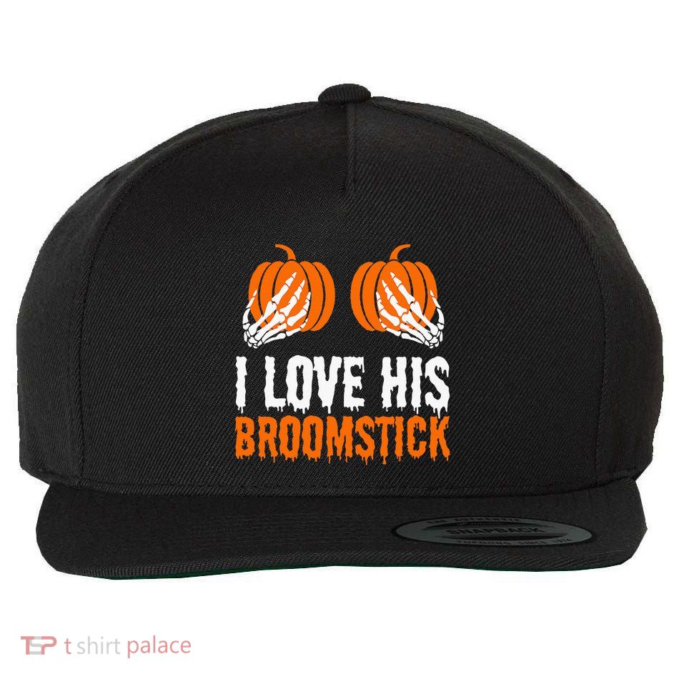 I Love His Broomstick I Love Her Pumpkins Halloween Couples Wool Snapback Cap