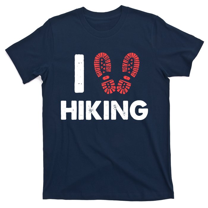 I Love Hiking Boots Heart Gift For Hikers Campers Walkers T-Shirt