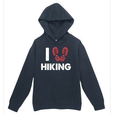 I Love Hiking Boots Heart Gift For Hikers Campers Walkers Urban Pullover Hoodie