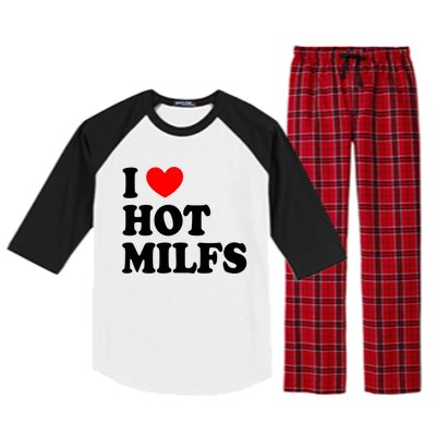 I Love Hot Milfs Funny Gift I Heart Hot Milfs Funny Gift Love Hot Moms Cute Gift Raglan Sleeve Pajama Set