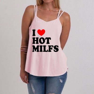 I Love Hot Milfs Funny Gift I Heart Hot Milfs Funny Gift Love Hot Moms Cute Gift Women's Strappy Tank