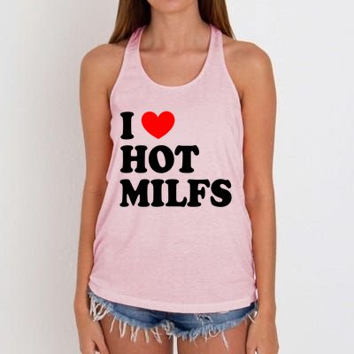 I Love Hot Milfs Funny Gift I Heart Hot Milfs Funny Gift Love Hot Moms Cute Gift Women's Knotted Racerback Tank