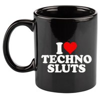 I Love Heart Techno Sluts Edm Music 11oz C Handle Ceramic Mug