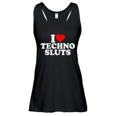 I Love Heart Techno Sluts Edm Music Ladies Essential Flowy Tank