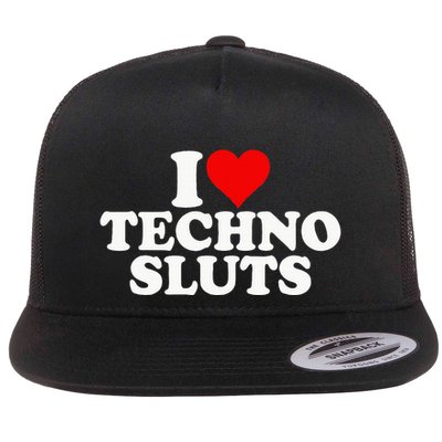 I Love Heart Techno Sluts Edm Music Flatbill Hat