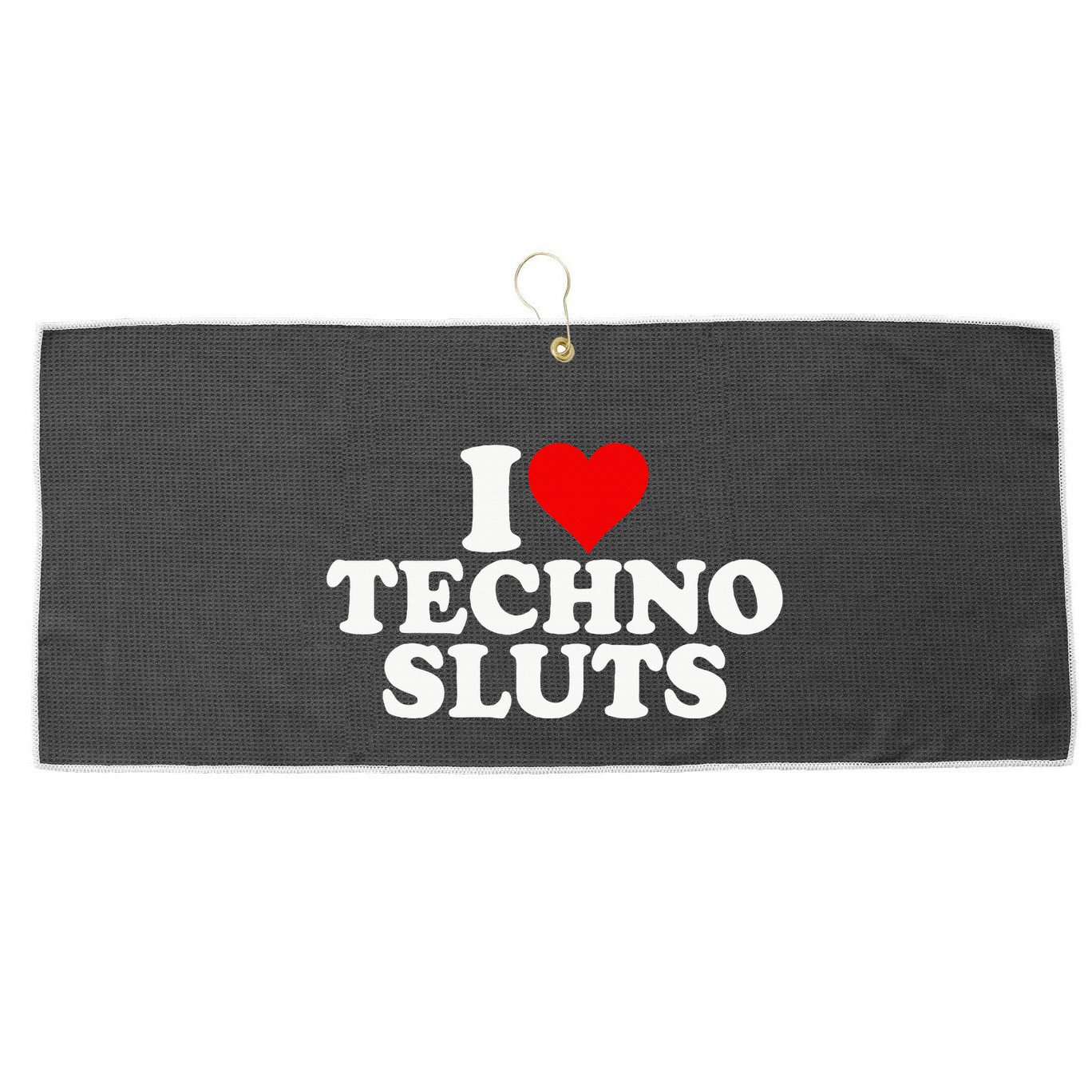I Love Heart Techno Sluts Edm Music Large Microfiber Waffle Golf Towel