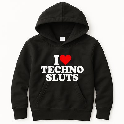 I Love Heart Techno Sluts Edm Music Kids Hoodie