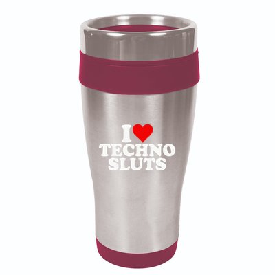 I Love Heart Techno Sluts Edm Music 16oz Travel Tumbler