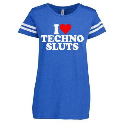 I Love Heart Techno Sluts Edm Music Enza Ladies Jersey Football T-Shirt