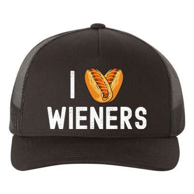 I Love Heart Wieners Funny Hot Dog Cookout Yupoong Adult 5-Panel Trucker Hat