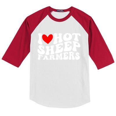 I Love Hot Shep Farmers Heart Husband Boyfriend Cowboy Kids Colorblock Raglan Jersey