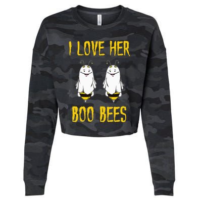 I Love Her Boo Bees Ghost Outfit Funny Halloween Gifts Cropped Pullover Crew