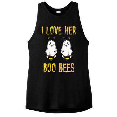 I Love Her Boo Bees Ghost Outfit Funny Halloween Gifts Ladies PosiCharge Tri-Blend Wicking Tank