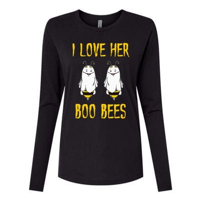 I Love Her Boo Bees Ghost Outfit Funny Halloween Gifts Womens Cotton Relaxed Long Sleeve T-Shirt