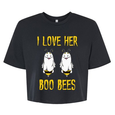 I Love Her Boo Bees Ghost Outfit Funny Halloween Gifts Bella+Canvas Jersey Crop Tee