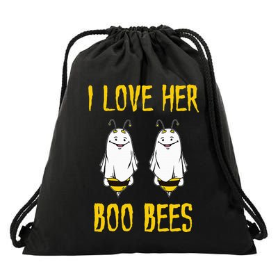 I Love Her Boo Bees Ghost Outfit Funny Halloween Gifts Drawstring Bag