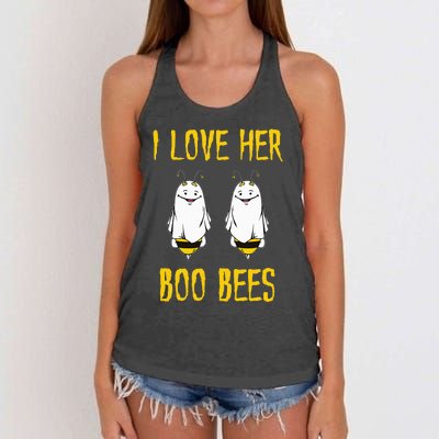 I Love Her Boo Bees Ghost Outfit Funny Halloween Gifts Women's Knotted Racerback Tank