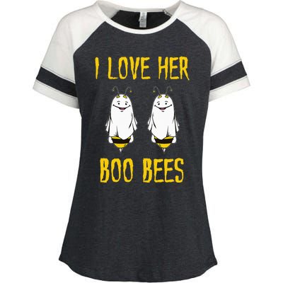 I Love Her Boo Bees Ghost Outfit Funny Halloween Gifts Enza Ladies Jersey Colorblock Tee