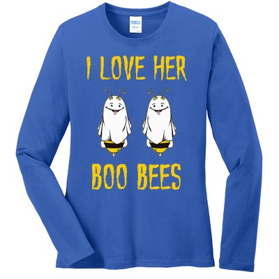 I Love Her Boo Bees Ghost Outfit Funny Halloween Gifts Ladies Long Sleeve Shirt