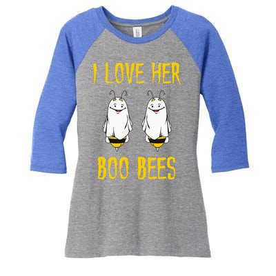 I Love Her Boo Bees Ghost Outfit Funny Halloween Gifts Women's Tri-Blend 3/4-Sleeve Raglan Shirt