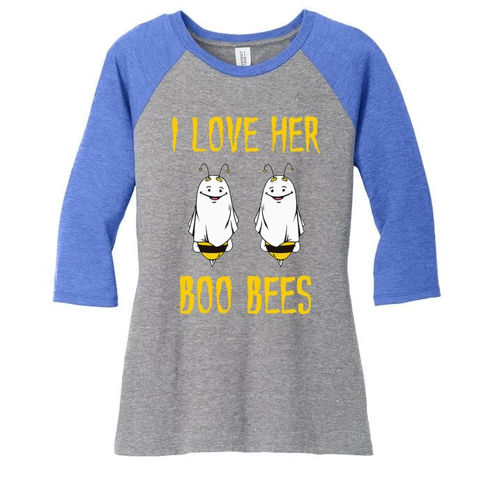 I Love Her Boo Bees Ghost Outfit Funny Halloween Gifts Women's Tri-Blend 3/4-Sleeve Raglan Shirt