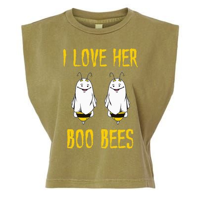 I Love Her Boo Bees Ghost Outfit Funny Halloween Gifts Garment-Dyed Women's Muscle Tee