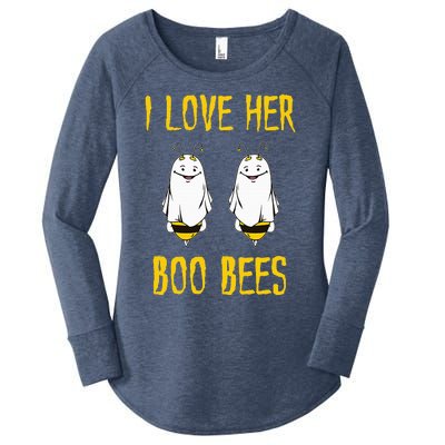 I Love Her Boo Bees Ghost Outfit Funny Halloween Gifts Women's Perfect Tri Tunic Long Sleeve Shirt