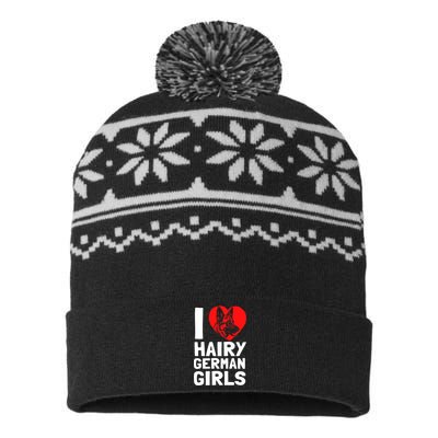 I Love Hairy GermanGirLs German Shepherd Edition USA-Made Snowflake Beanie