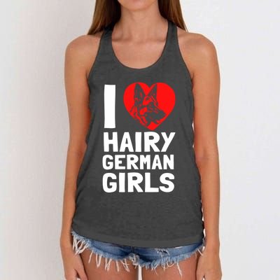 I Love Hairy GermanGirLs German Shepherd Edition Women's Knotted Racerback Tank