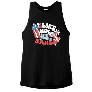 I Like How He Bangs I Like How She Explodes Couple 4th July Ladies PosiCharge Tri-Blend Wicking Tank