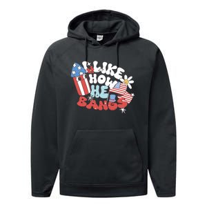 I Like How He Bangs I Like How She Explodes Couple 4th July Performance Fleece Hoodie