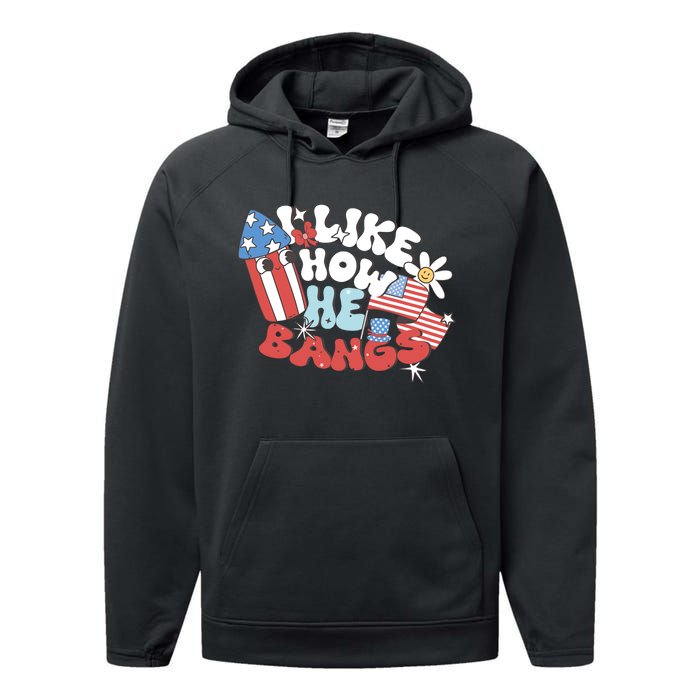 I Like How He Bangs I Like How She Explodes Couple 4th July Performance Fleece Hoodie