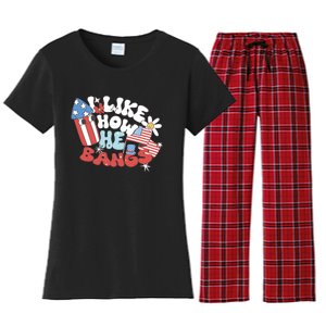 I Like How He Bangs I Like How She Explodes Couple 4th July Women's Flannel Pajama Set