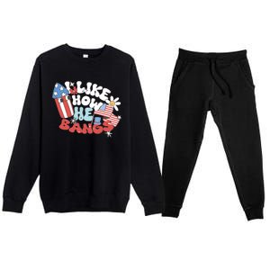 I Like How He Bangs I Like How She Explodes Couple 4th July Premium Crewneck Sweatsuit Set