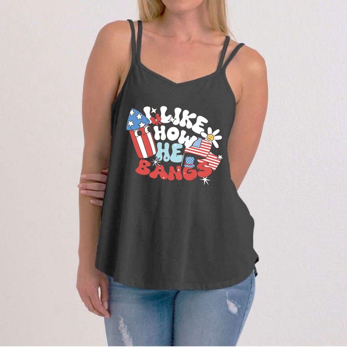 I Like How He Bangs I Like How She Explodes Couple 4th July Women's Strappy Tank