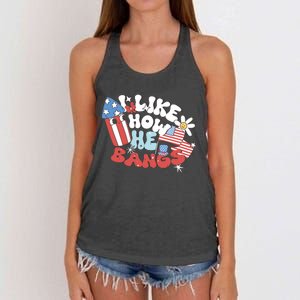 I Like How He Bangs I Like How She Explodes Couple 4th July Women's Knotted Racerback Tank