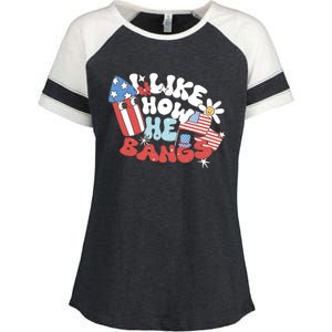 I Like How He Bangs I Like How She Explodes Couple 4th July Enza Ladies Jersey Colorblock Tee