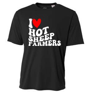 I Love Hot Shep Farmers Heart Husband Boyfriend Cowboy Cooling Performance Crew T-Shirt