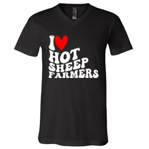 I Love Hot Shep Farmers Heart Husband Boyfriend Cowboy V-Neck T-Shirt