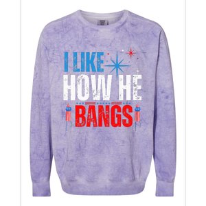 I Like How He Bangs Fireworks Funny 4th of July Couple Colorblast Crewneck Sweatshirt