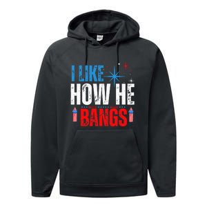 I Like How He Bangs Fireworks Funny 4th of July Couple Performance Fleece Hoodie