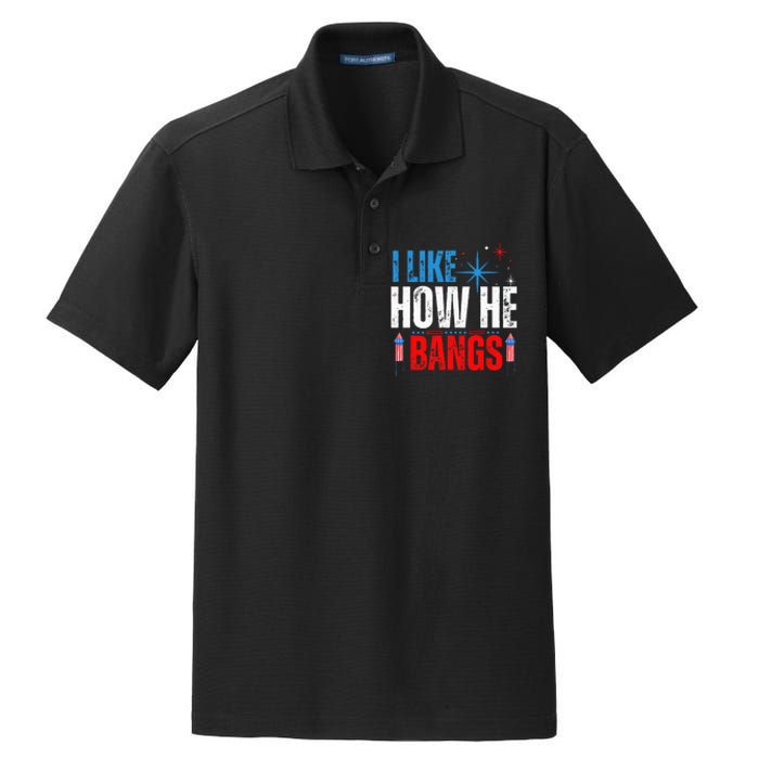 I Like How He Bangs Fireworks Funny 4th of July Couple Dry Zone Grid Polo