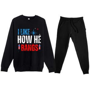 I Like How He Bangs Fireworks Funny 4th of July Couple Premium Crewneck Sweatsuit Set