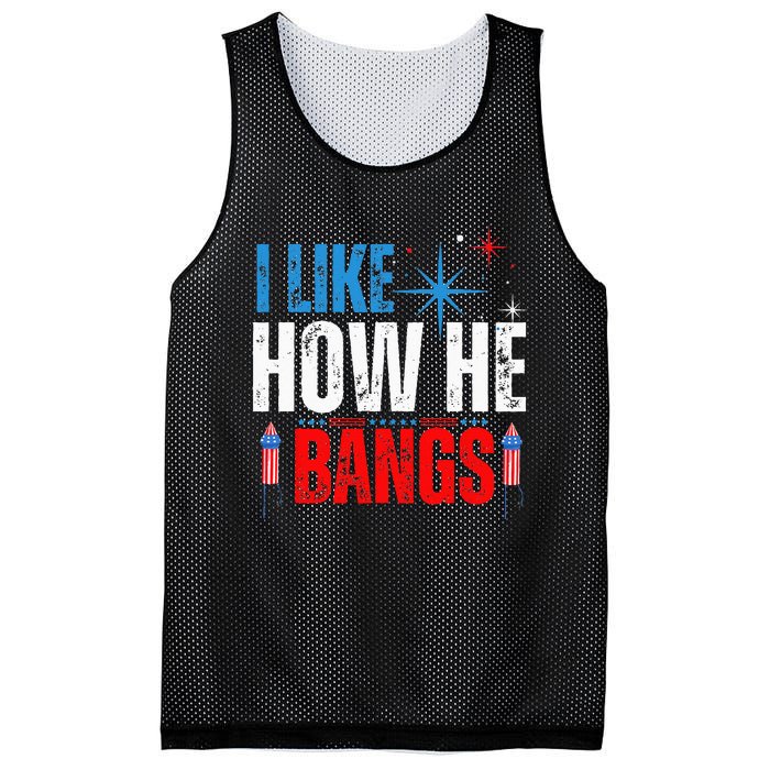 I Like How He Bangs Fireworks Funny 4th of July Couple Mesh Reversible Basketball Jersey Tank