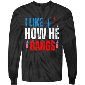 I Like How He Bangs Fireworks Funny 4th of July Couple Tie-Dye Long Sleeve Shirt