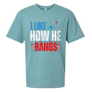 I Like How He Bangs Fireworks Funny 4th of July Couple Sueded Cloud Jersey T-Shirt