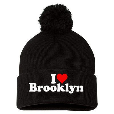 I Love Heart Brooklyn Pom Pom 12in Knit Beanie