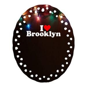 I Love Heart Brooklyn Ceramic Oval Ornament